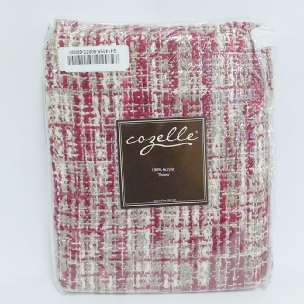 Cozelle Karla 60" x 50"  Multi Color Woven Throw in Berry